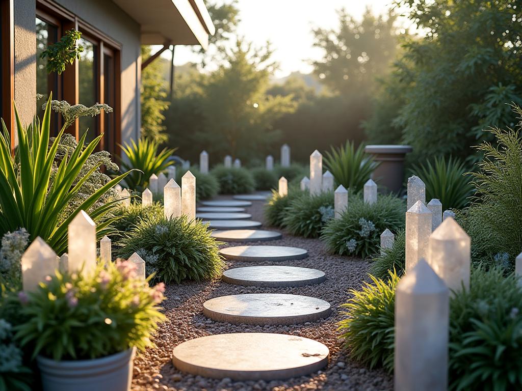 Jardín residencial con cuarzos y plantas nativas